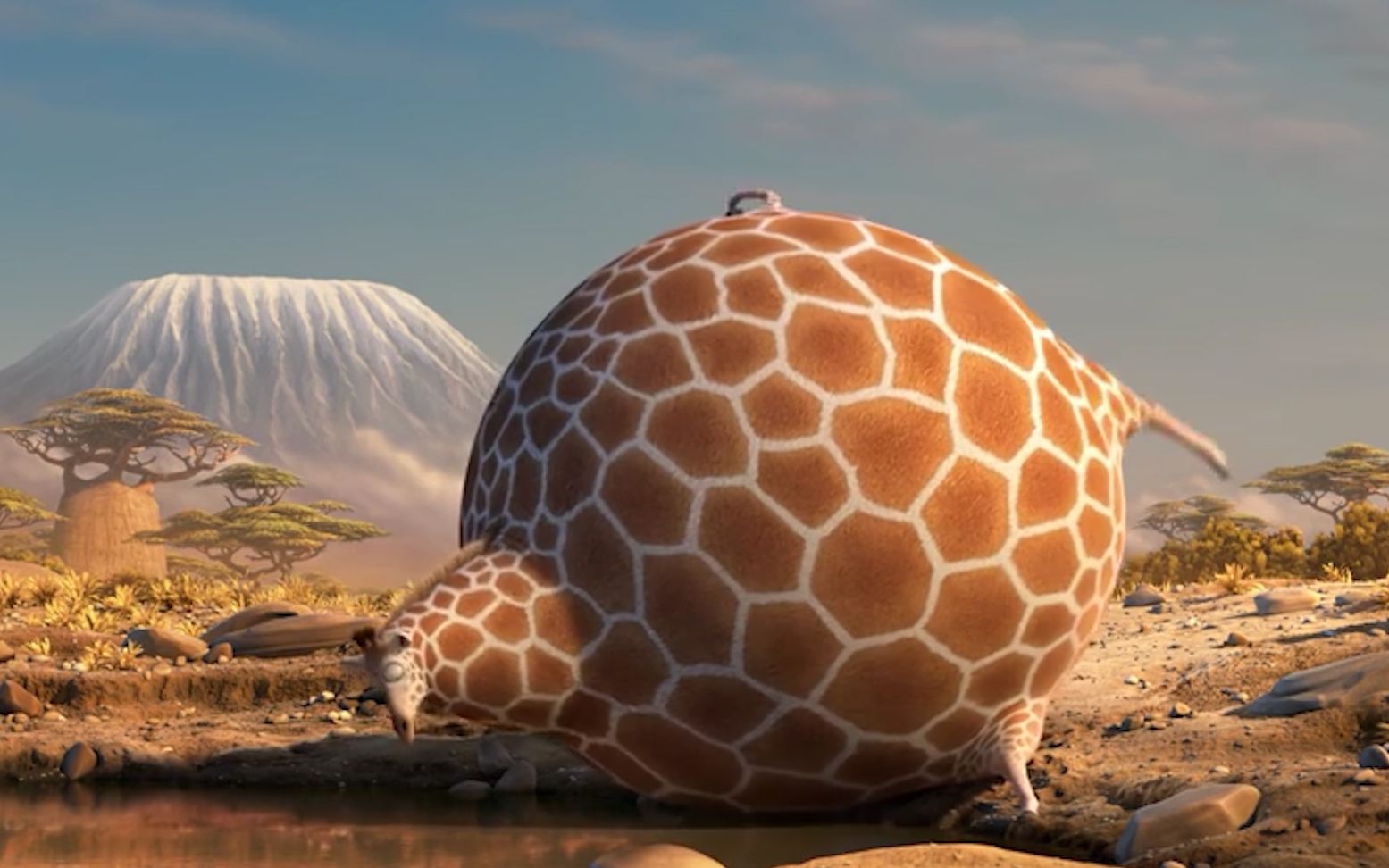 动物们吃胖成了圆球,长颈鹿的脖子都够不到水,减肥真是个好东西