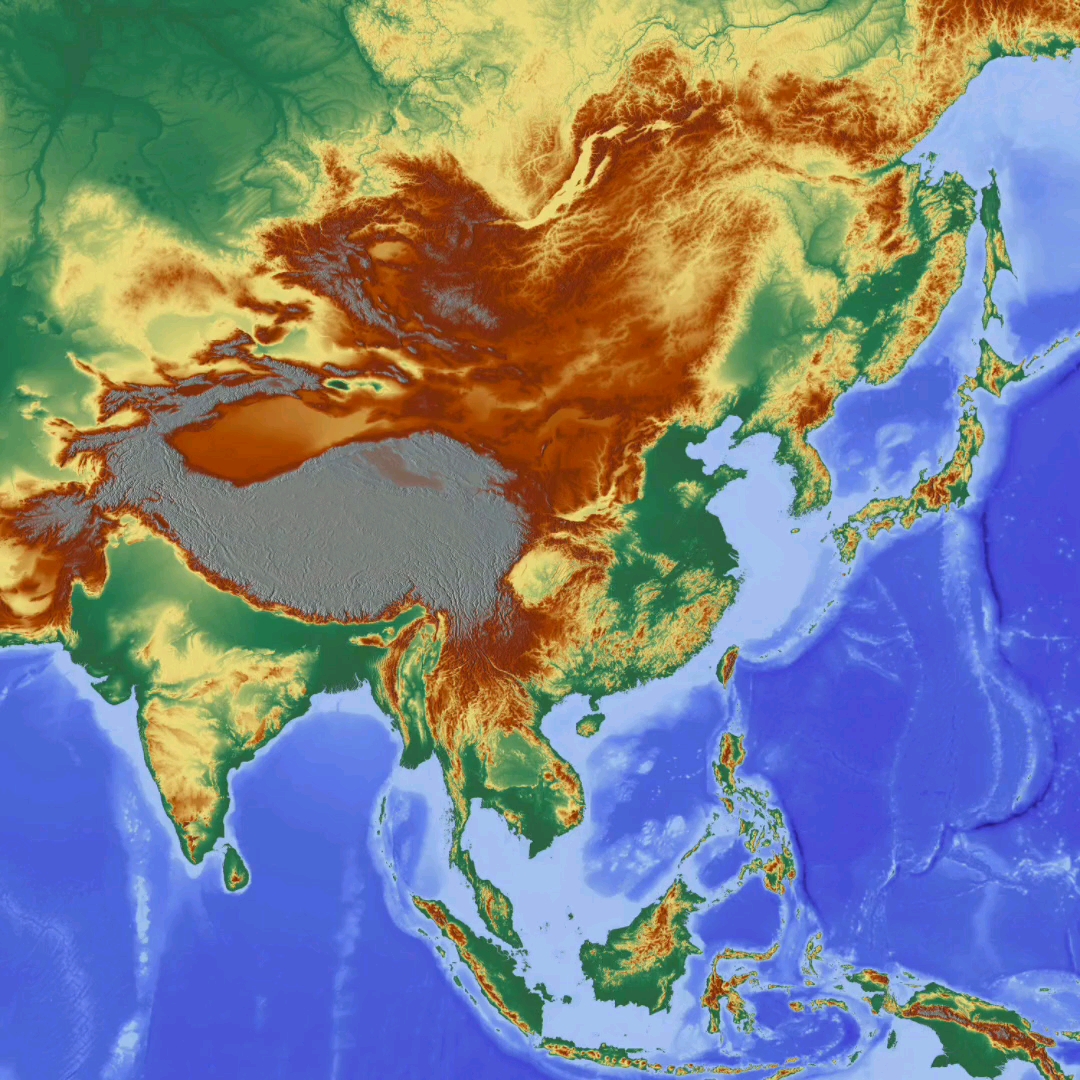 东亚地形分布图图片