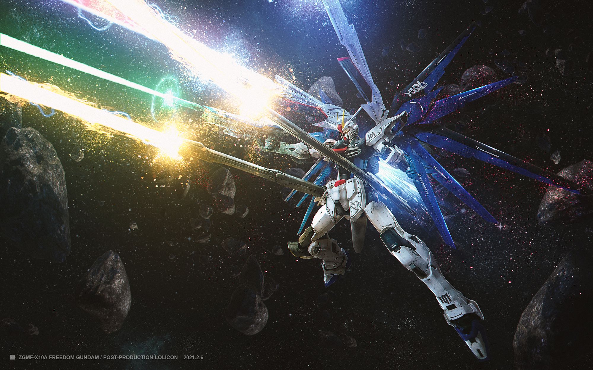 【模型后期】自由高达后期,五彩大炮8倍速_哔哩哔哩_bilibili
