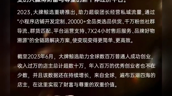 大牌鲸选是什么腾讯唯一投.资的私域电商独角兽企业累计融.资20个亿和国际国内2万+品牌达成战略合作大牌鲸选已成为私域团长的首选项目哔哩哔哩bilibili