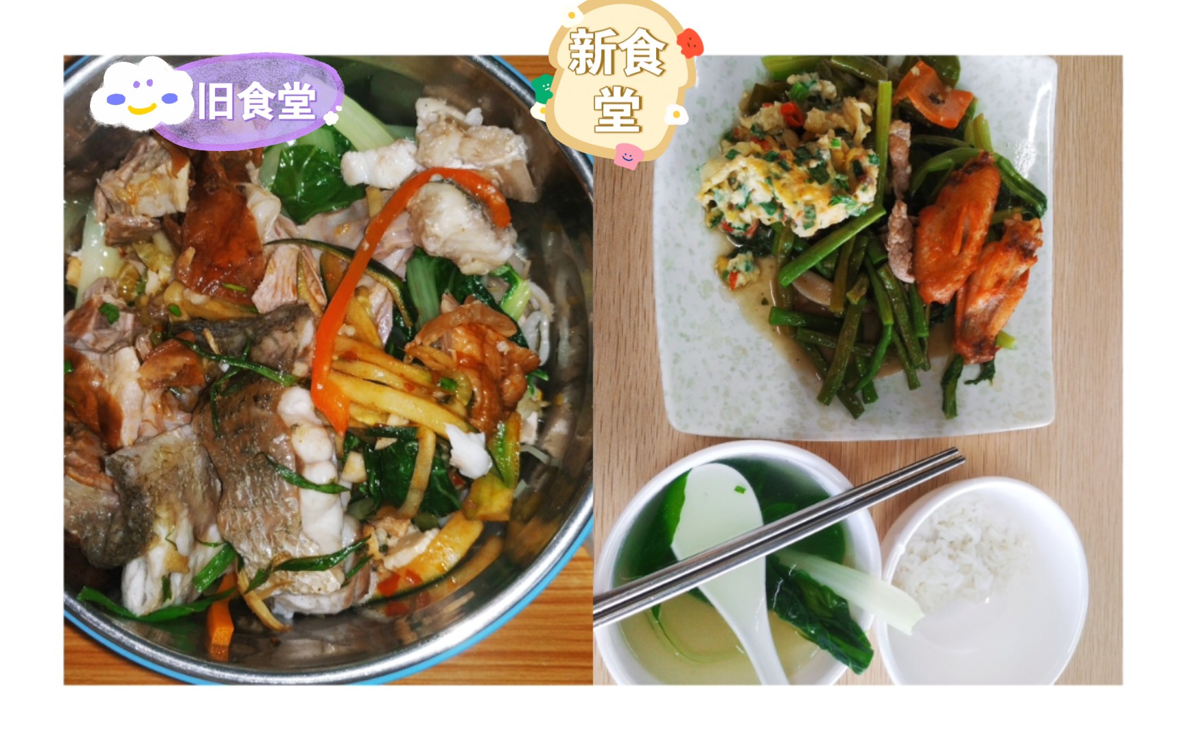 【新旧食堂饭菜对比】新食堂的师傅做菜更好吃了,保持体重的任务更加艰巨了哔哩哔哩bilibili