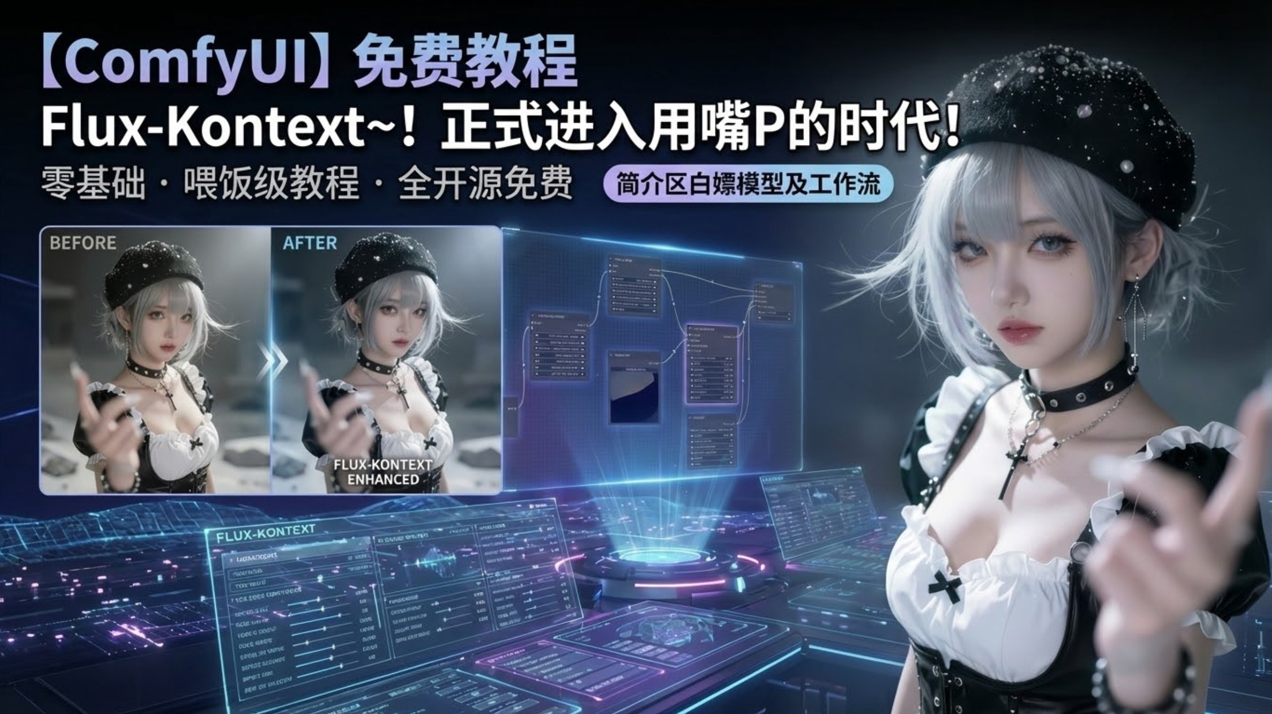 图像编辑，指定修改，提效神器—ComfyUI喂饭级教程第九期---kontext详解（ComfyUI-N8N全系列免费教程）