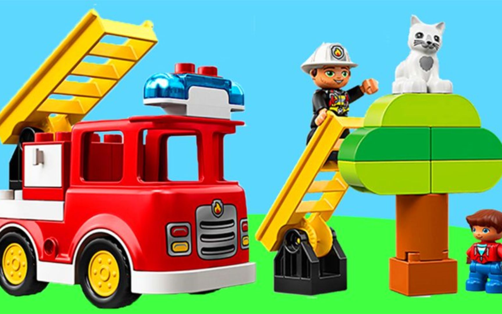 乐高大颗粒积木玩具,消防车紧急出动救援