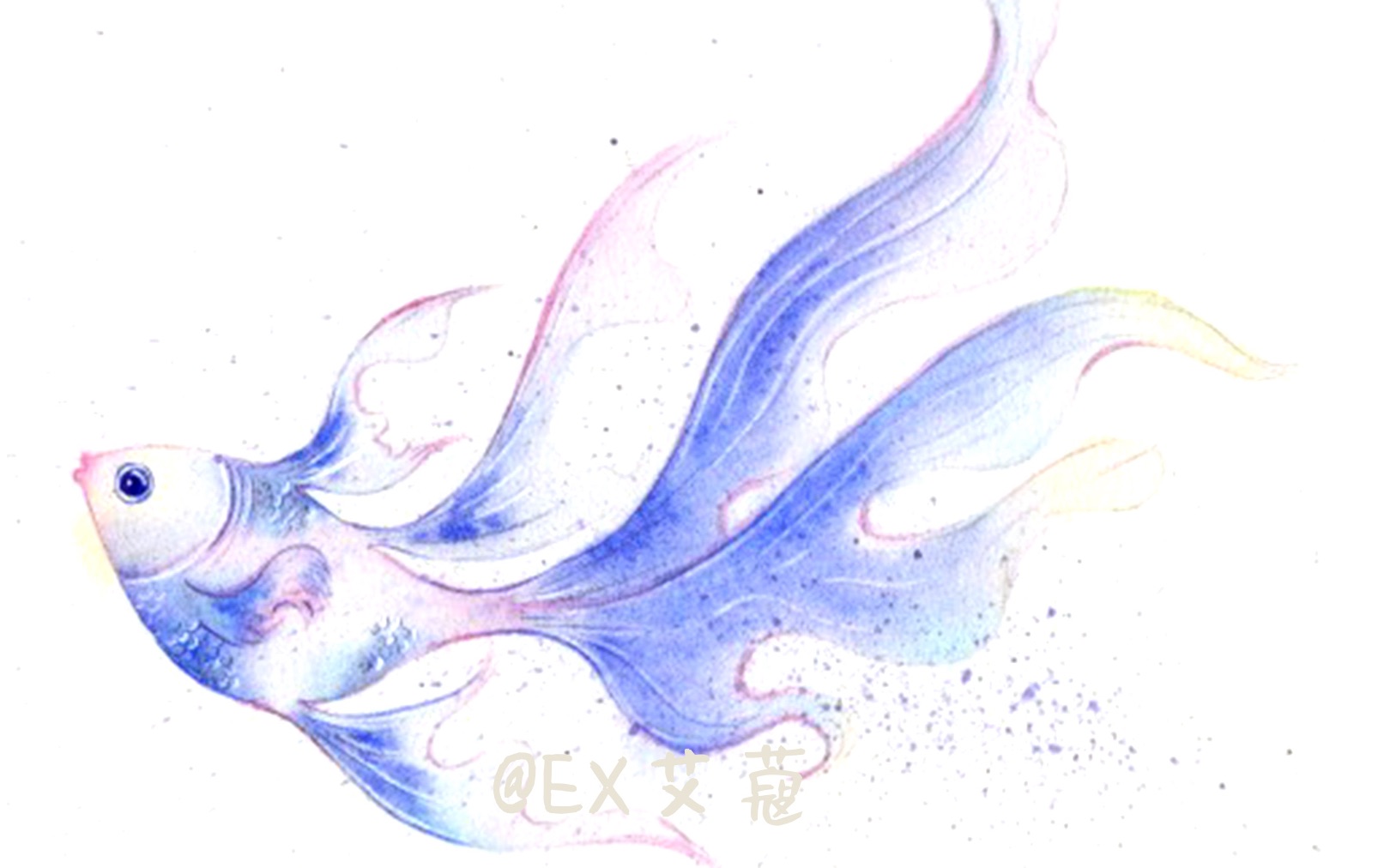简单易学的水彩湿画法画条仙气飘飘的小鱼
