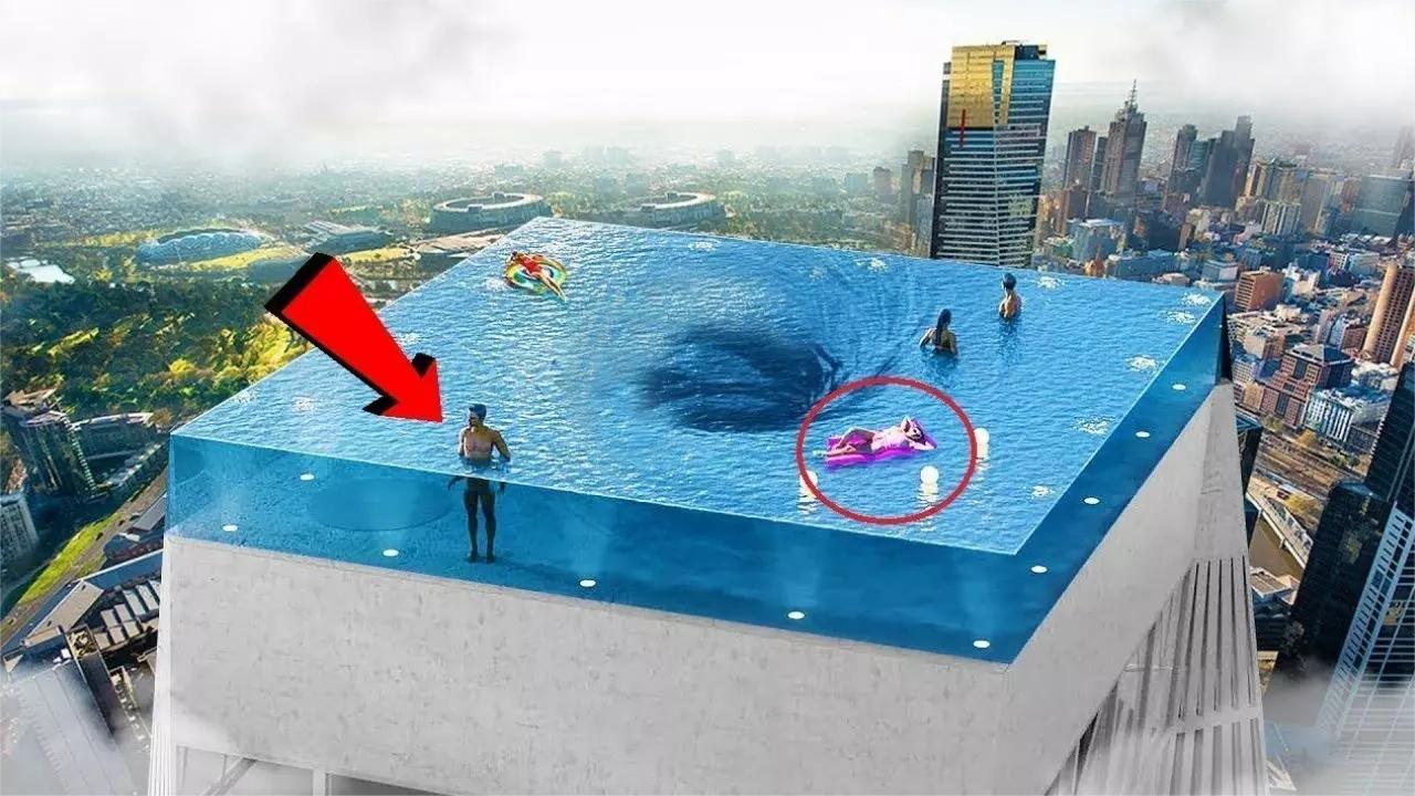 4个世界上最恐怖泳池,建在55层高楼上,池边还藏有玄机!