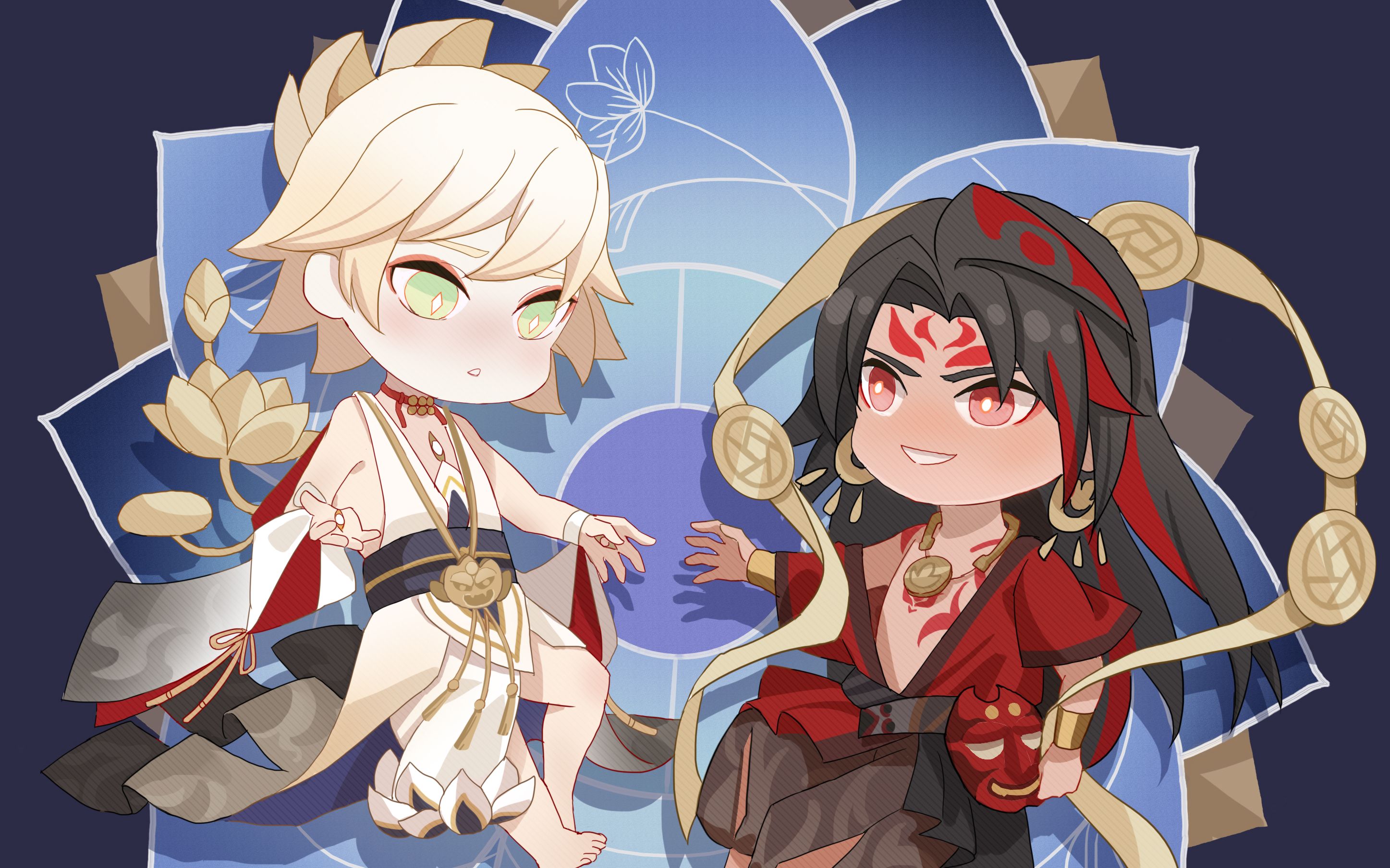 【插画】q版帝释天.阿修罗绘画及上色过程