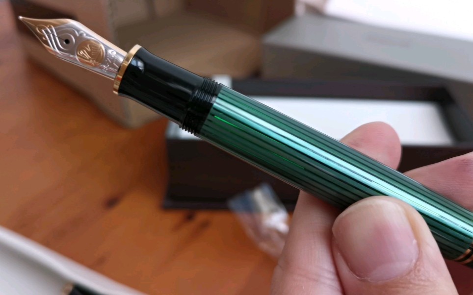 【钢笔】开箱试写百利金m800绿条ef尖/pelikan