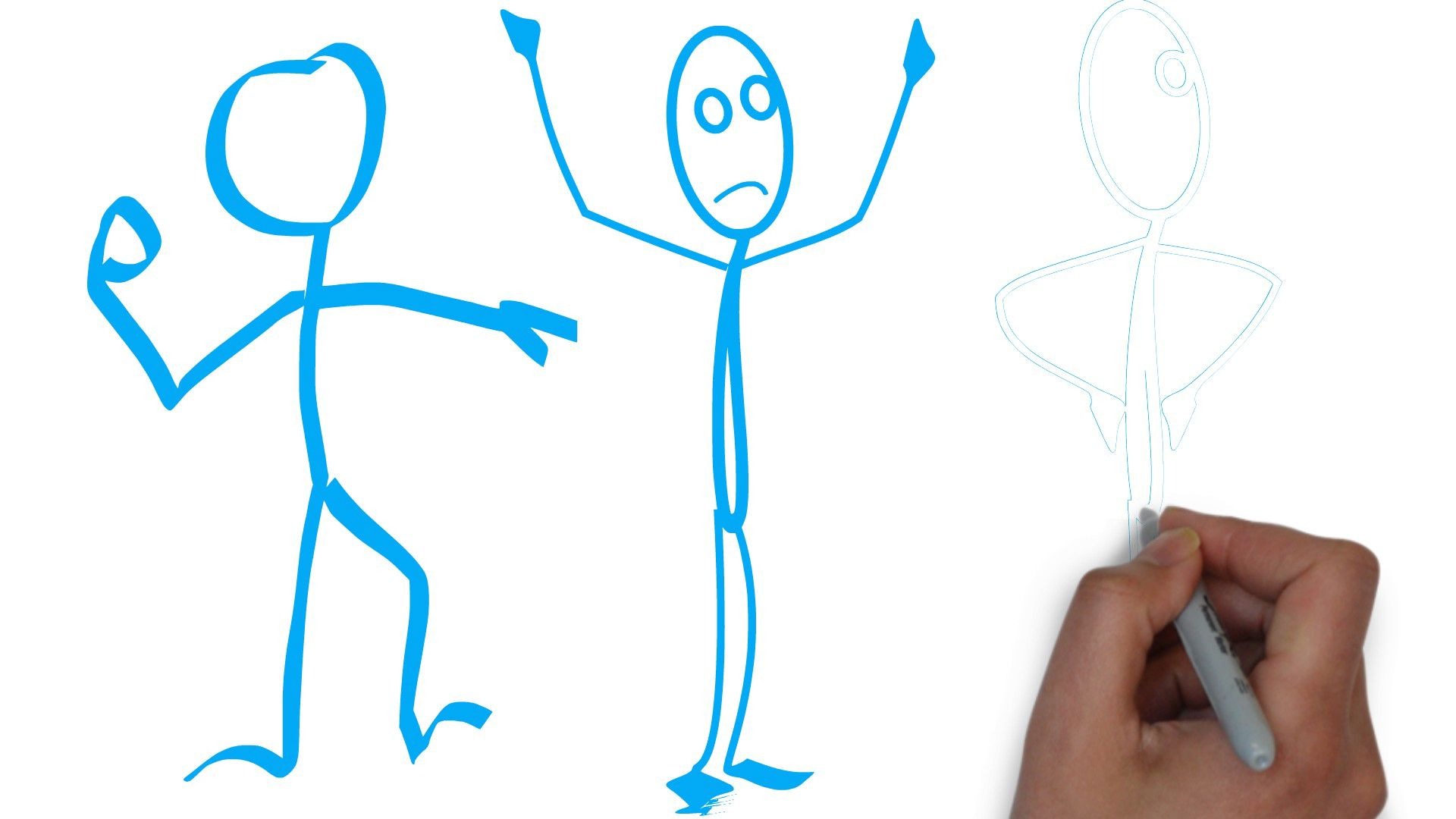 【手绘】素描火柴人,忧郁,无奈,孤独的火柴人,素描小人