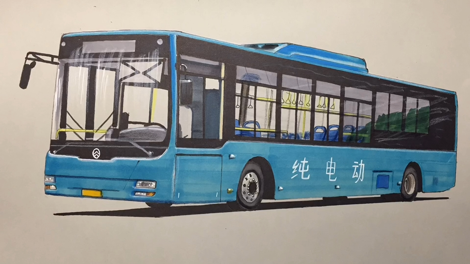 手绘纯电动金旅公交车
