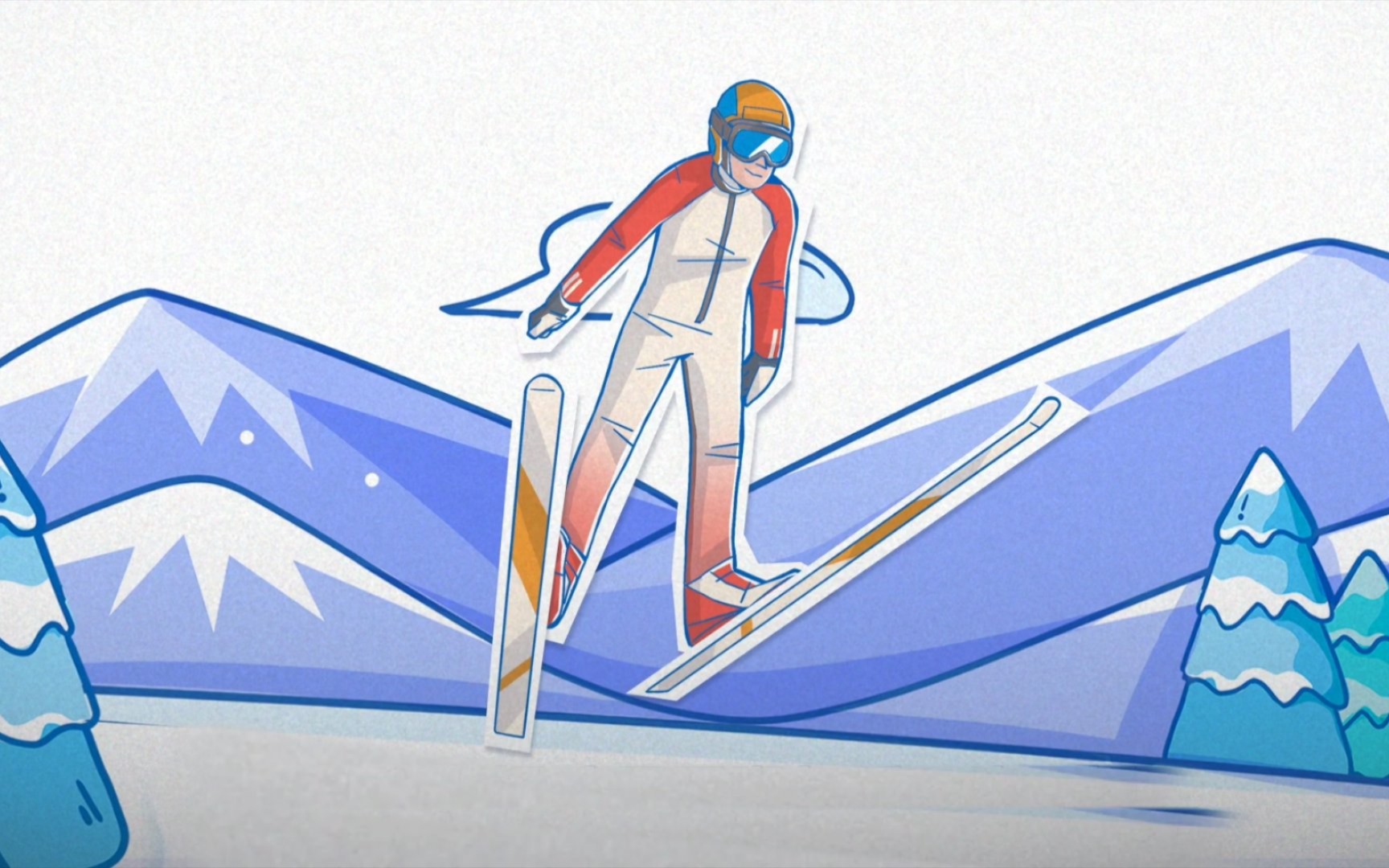 滑雪跳台漫画图片
