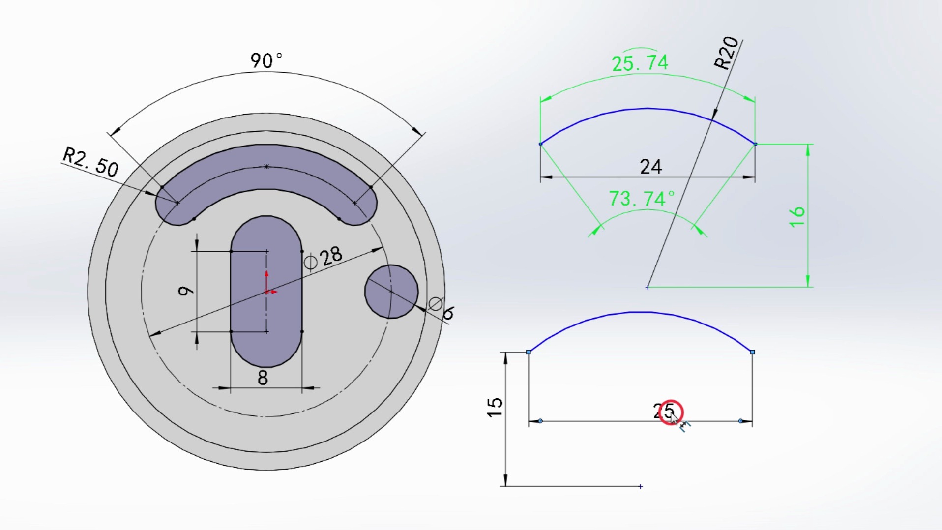 solidworks 二维草图标注技巧1 弧长标注 圆弧张开角度的标注