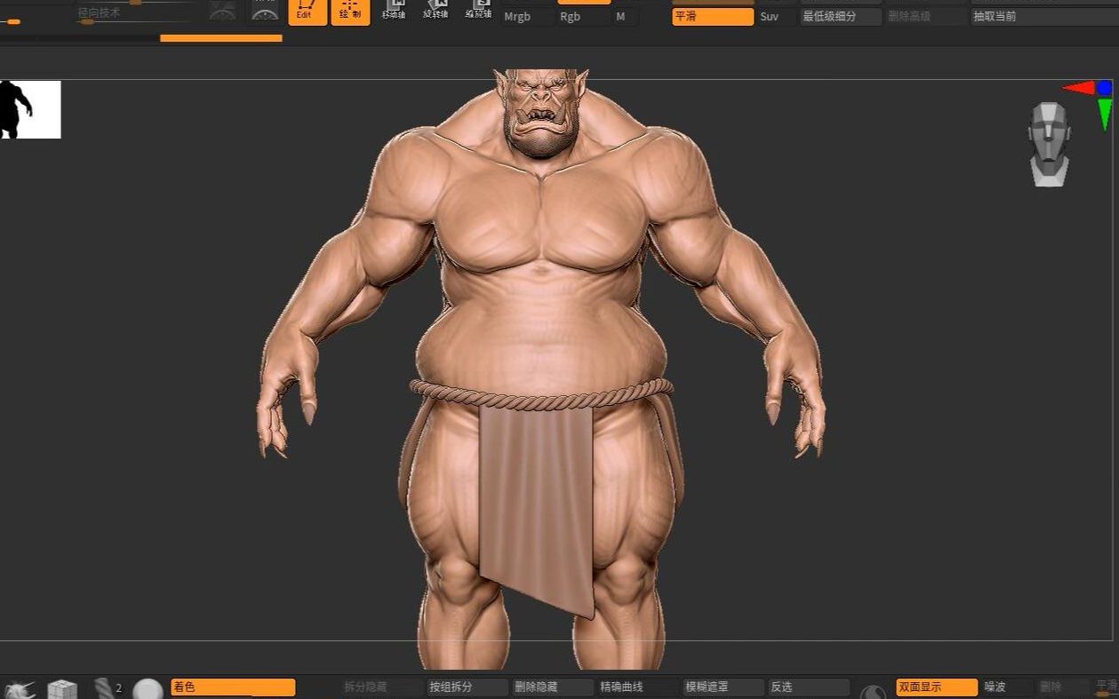 zbrush人体肌肉雕刻教学——兽人