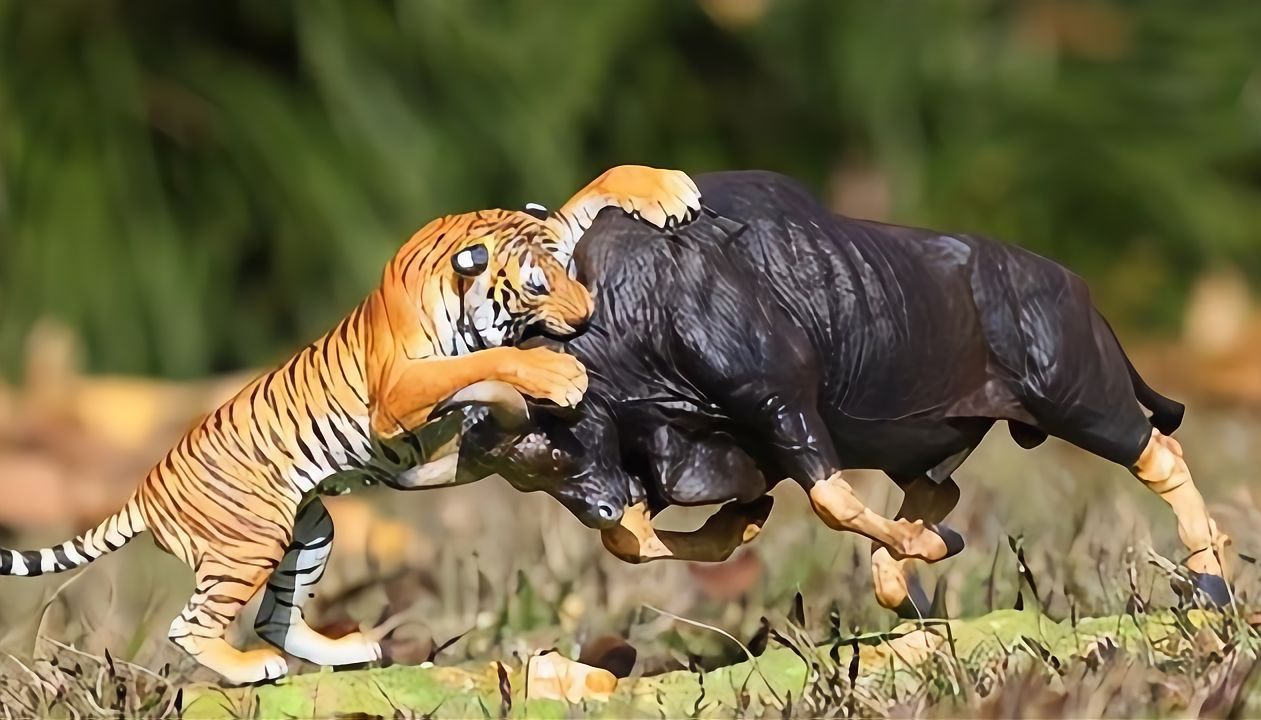 [图]镜头下动物的捕猎瞬间，老虎捕猎野牛、鳄鱼不可思议的完美伏击