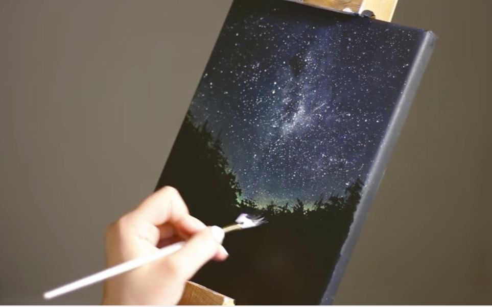 [图]【丙烯画】Night Sky - Speed Painting（夜空）