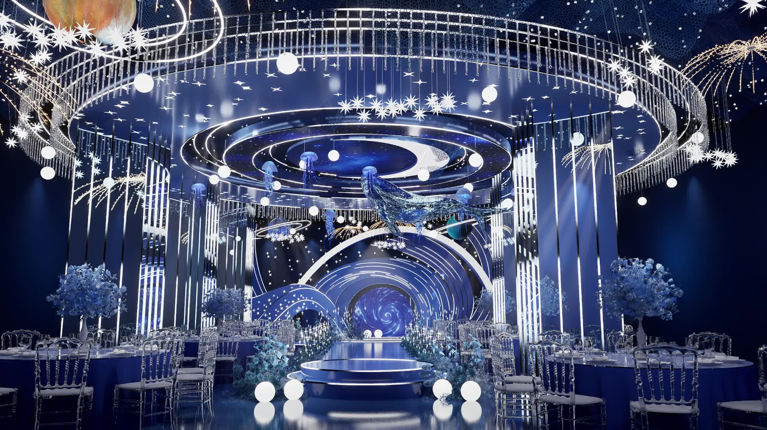 在家坚持3d建模接单 蓝色星空婚礼3d设计 个人设计师在线接单 一对一