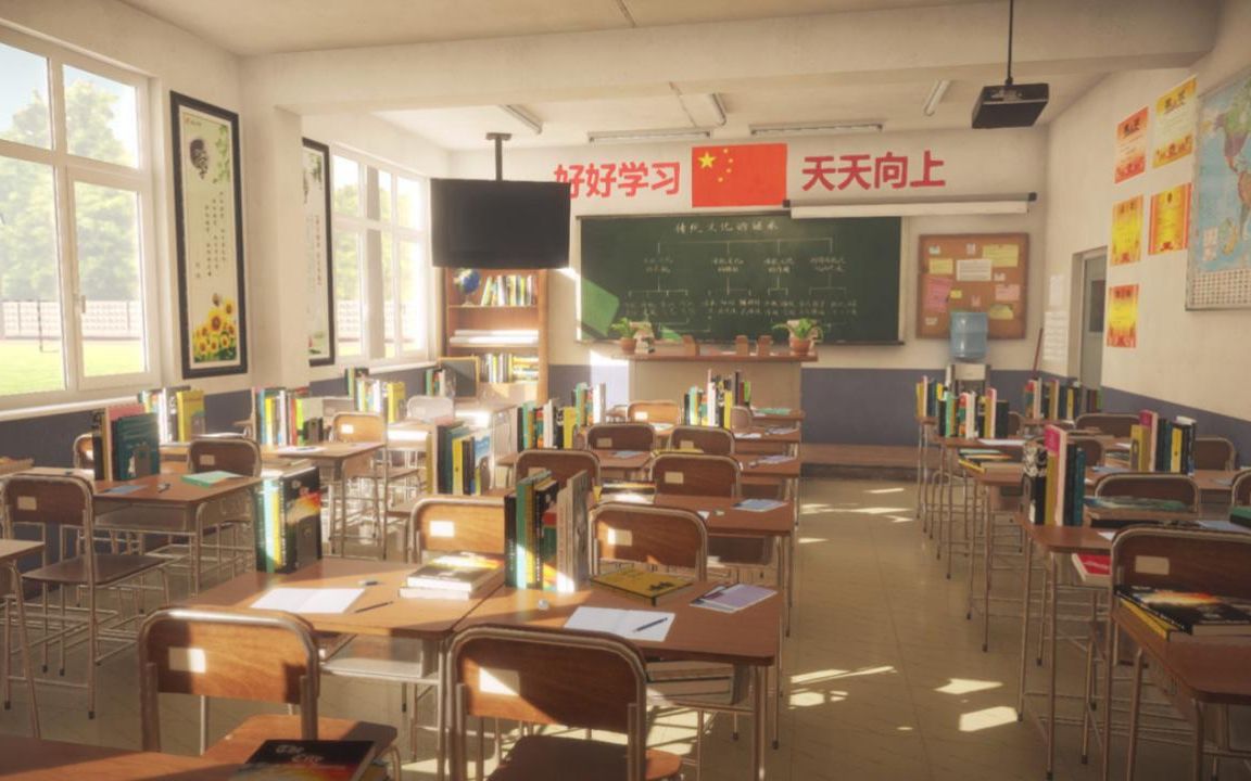 【maya场景建模】带你回忆高中教室的样子!模型uv 贴图 渲染全流程