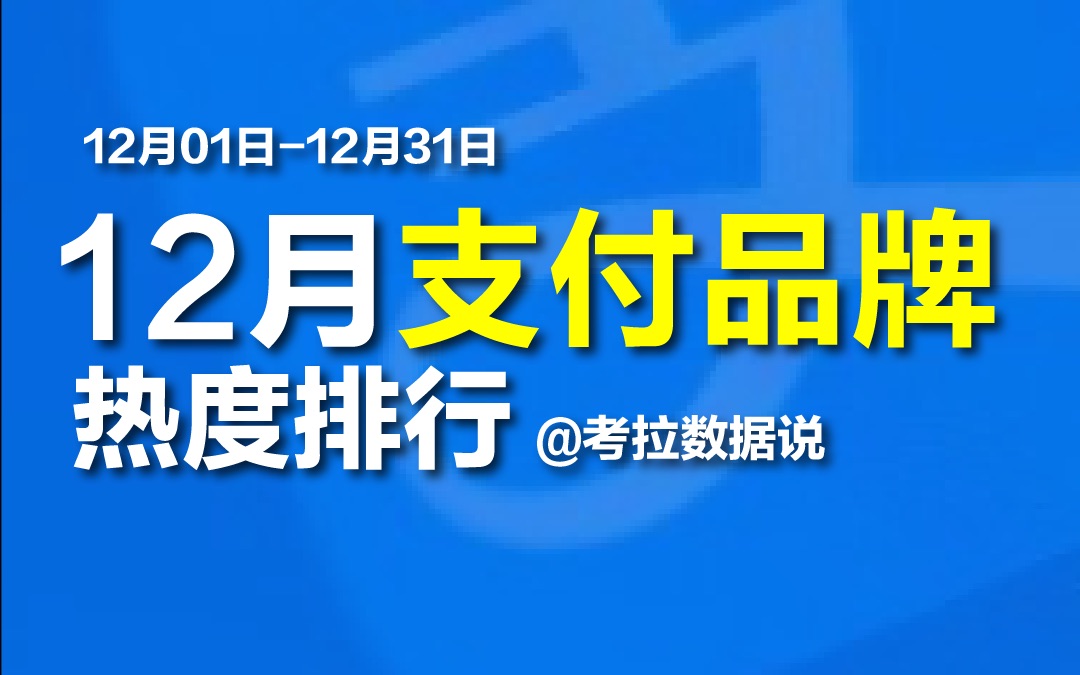 排行 | 12月支付品牌热度排行哔哩哔哩bilibili