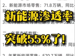 八月新能源渗透率突破55%！