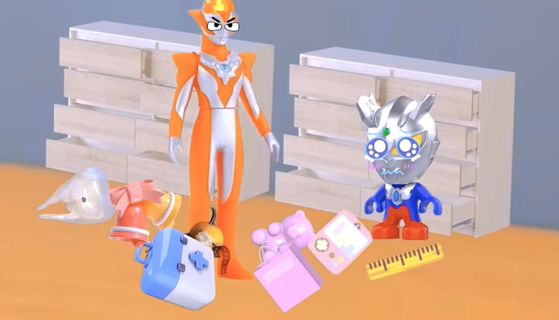 奥特曼动画,小小赛罗收拾玩具