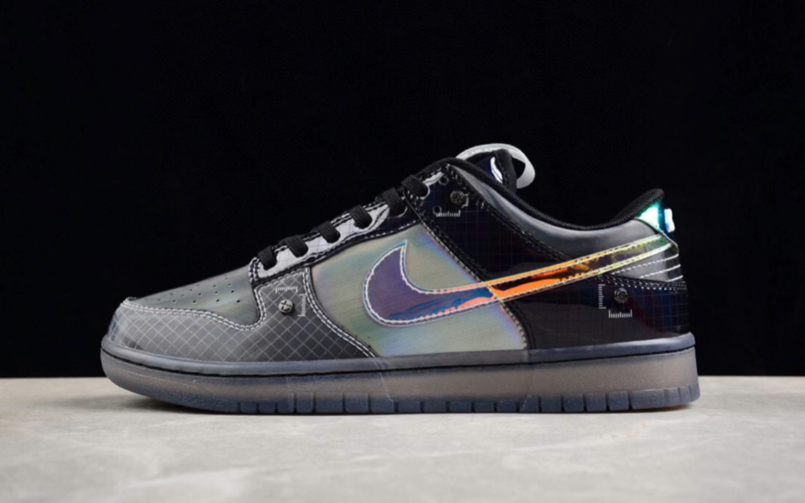 耐克 nike dunk low hyperflat black and multi color 黑灰黄镭射