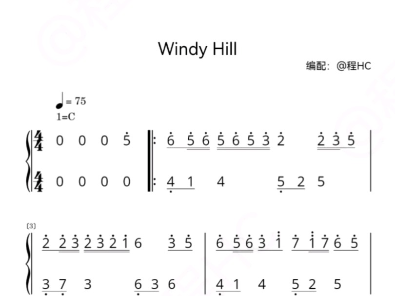 windy hill简谱数学图片