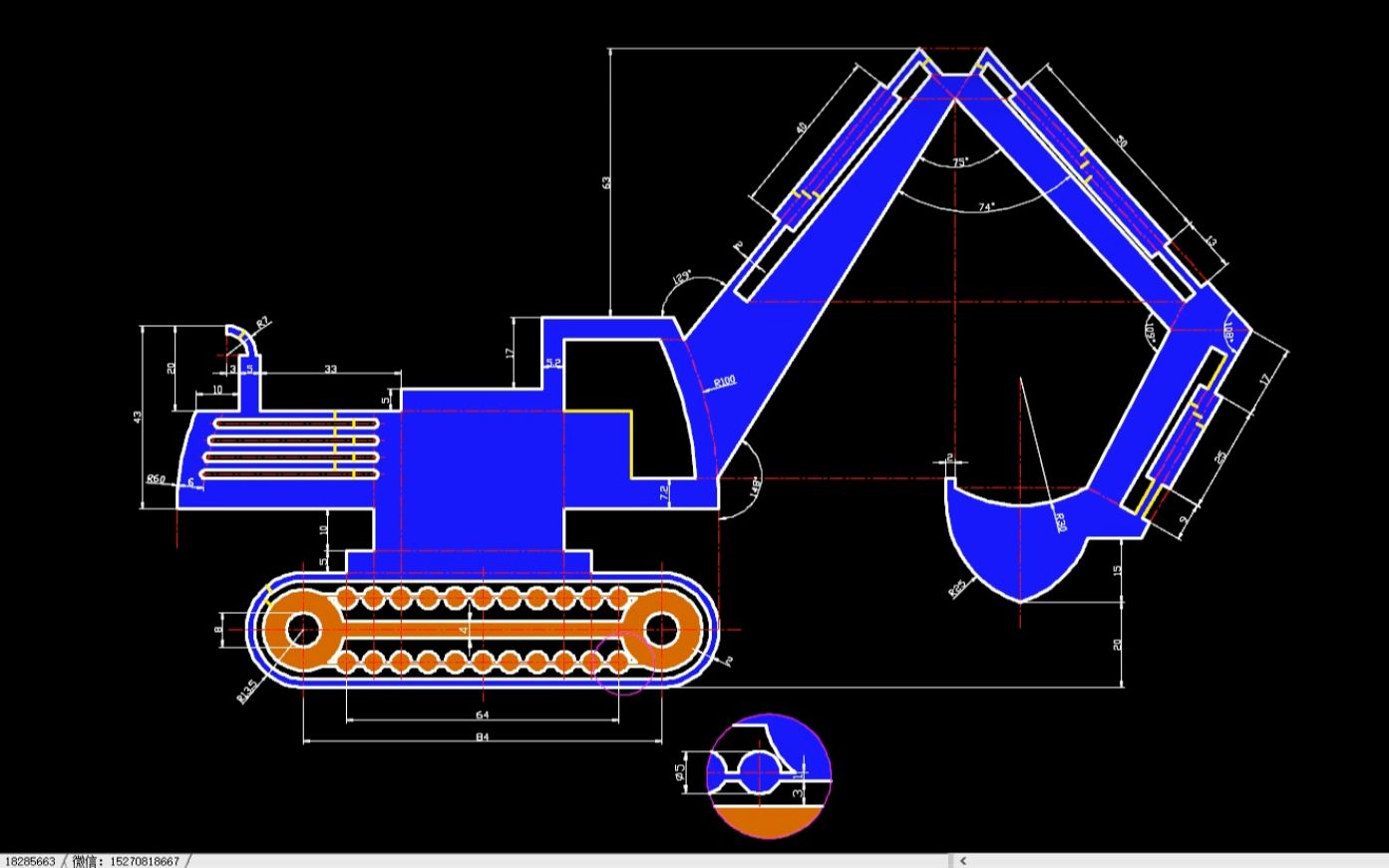 CAD绘图实例——挖掘机7哔哩哔哩bilibili