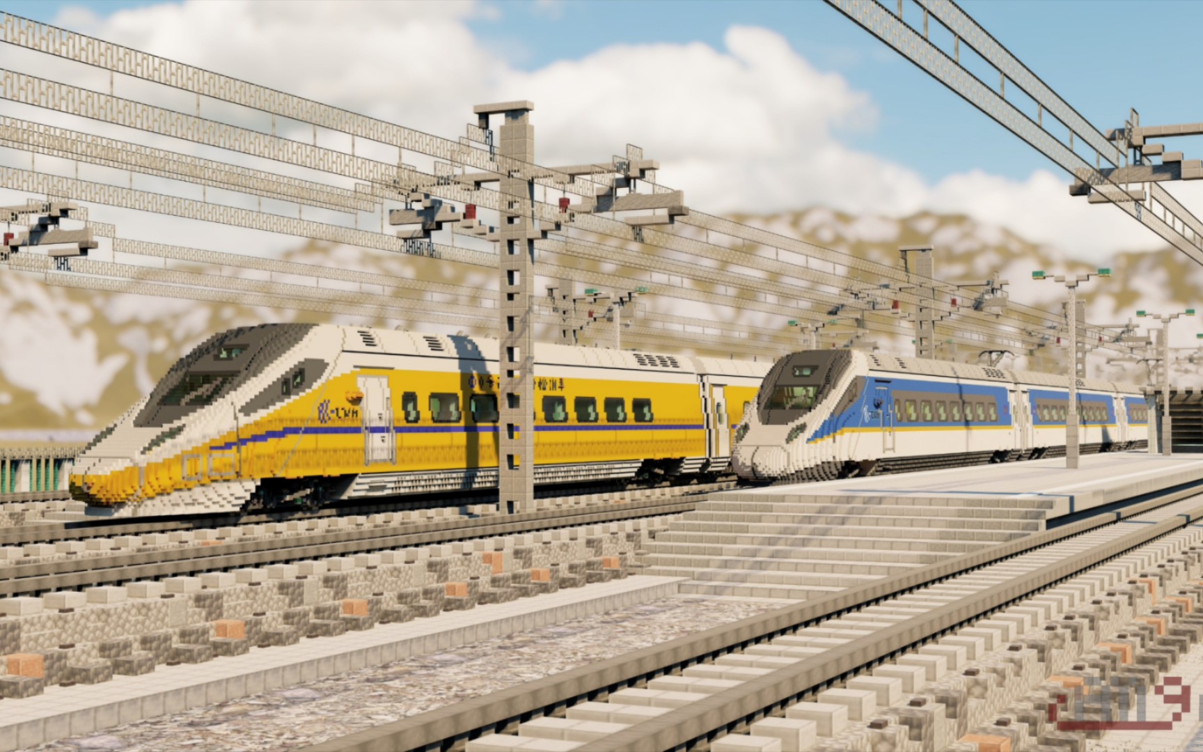 既有线动车组crh5a停靠低站台并待避动检crh5j!但是在mc!