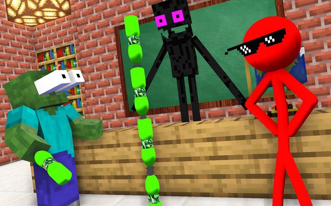 [图]怪物学校AVM短裤STICKMAN瓶子翻转挑战新一集-Minecraf