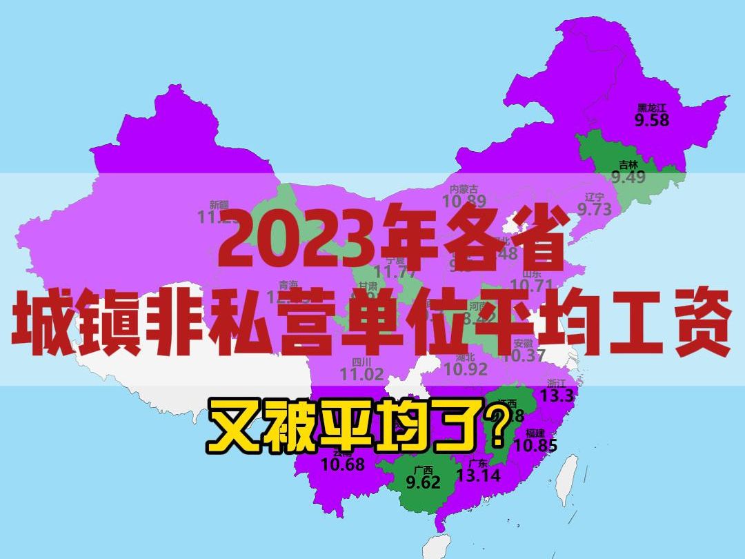 又被平均了?2023年各省城镇非私营单位平均工资哔哩哔哩bilibili