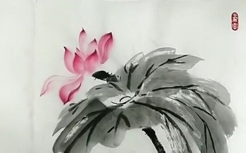 荷花水墨画展示哔哩哔哩bilibili