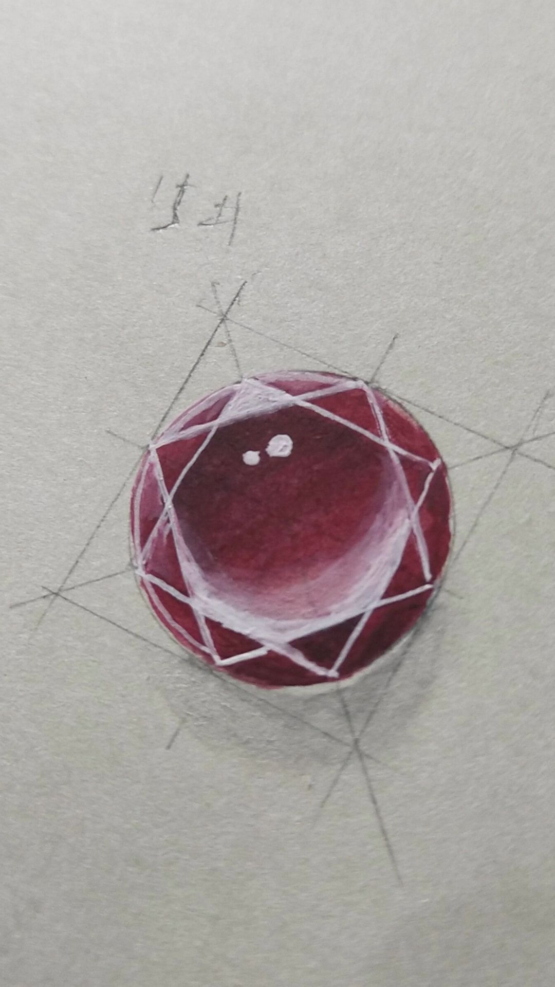 圆刻面红宝石绘制过程