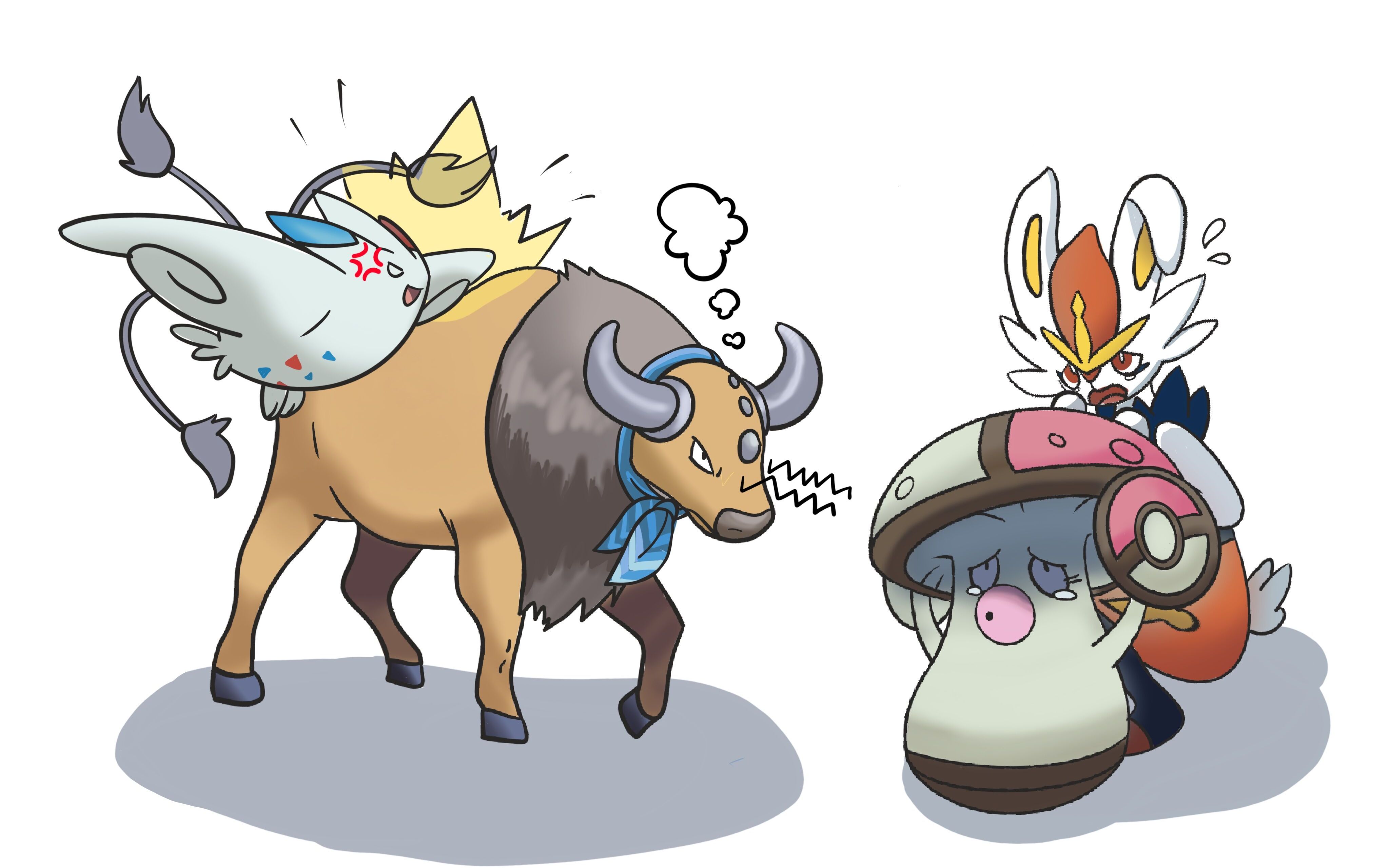 宝可梦不能一概而论我的肯泰罗在极端愤怒的情况下就可以1挑4宝可梦剑