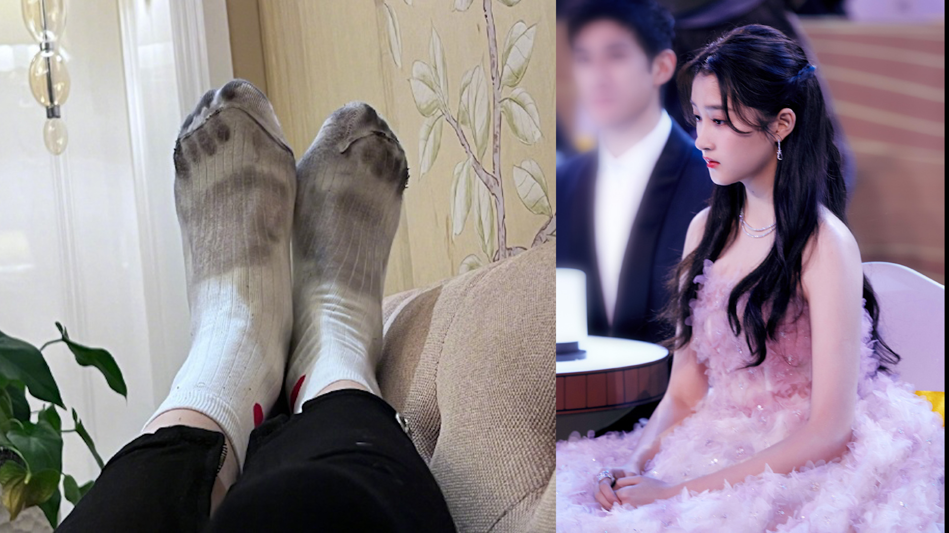 关晓彤皮靴掉色染黑袜子,毫无偶像包袱晒照,网友爆笑:脚好大