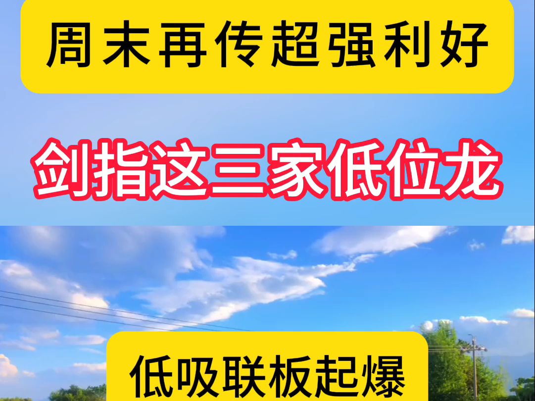 周六再放强劲利好,周一闭眼干这三只低位龙哔哩哔哩bilibili