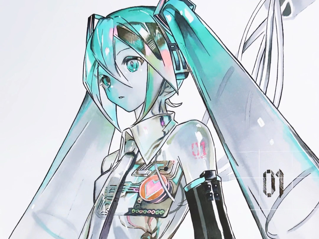 马克笔手绘 初音未来 临摹 原作者 加油立旗