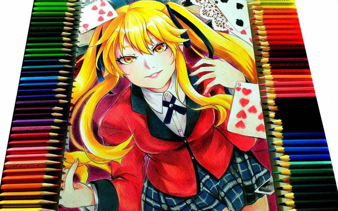 搬运狂赌之渊早乙女芽亚里绘画上色过程