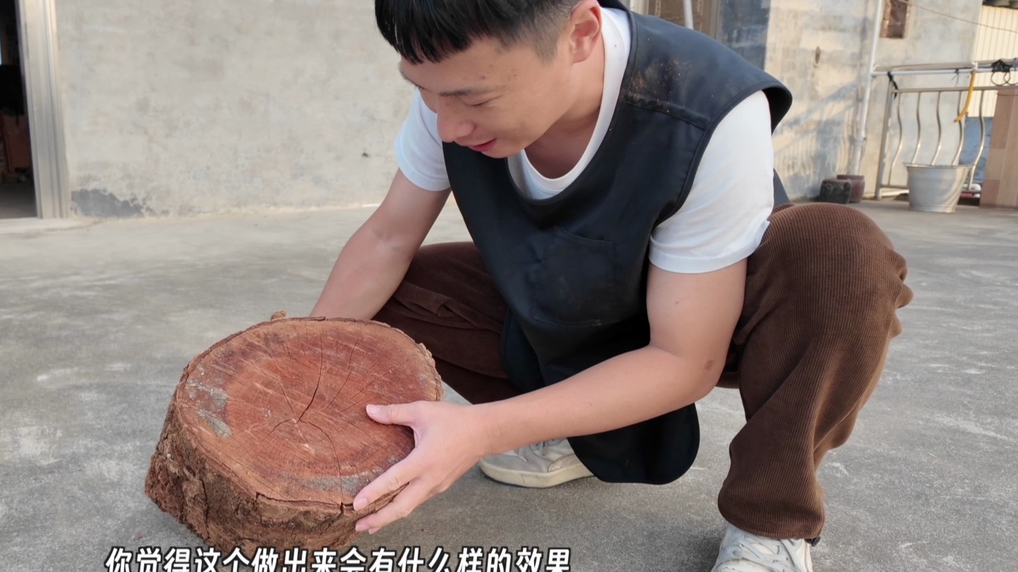 搓了一块荔枝木菜板，感觉很硬-小镇阿橙-小镇阿橙-哔哩哔哩视频