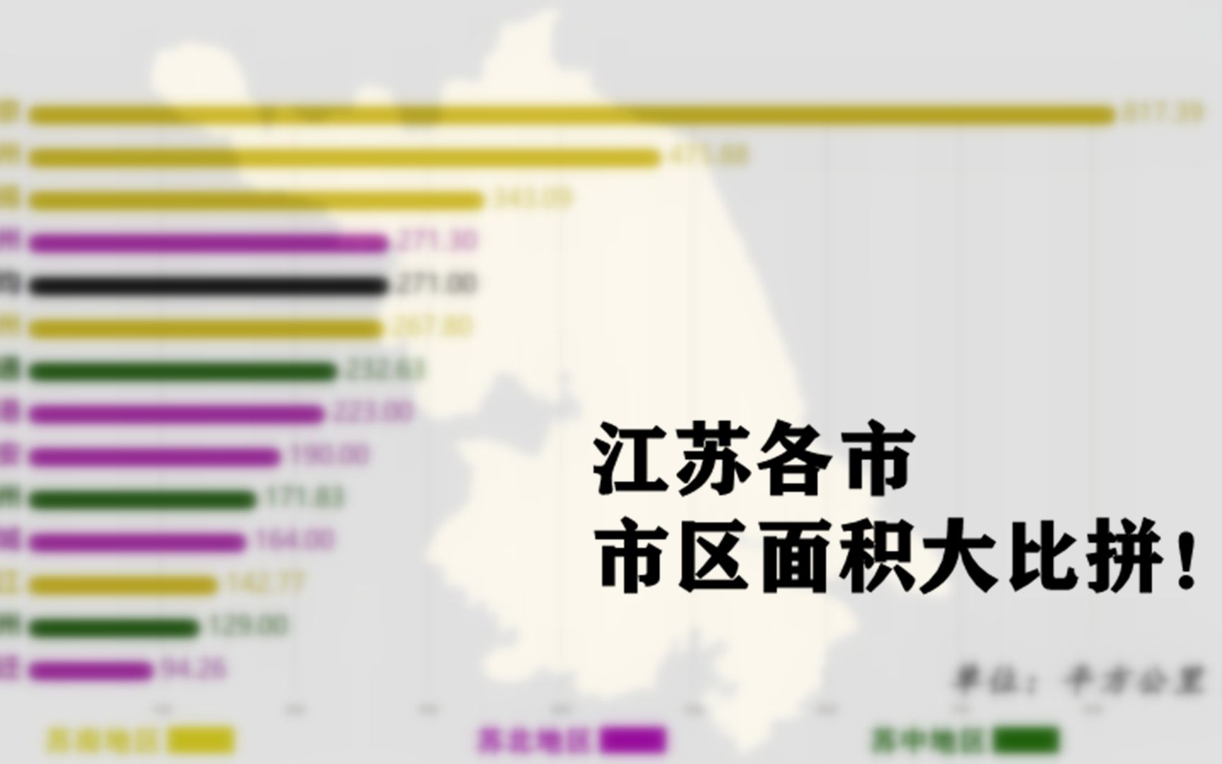 江苏各地级市建成区面积排行榜,南京遥遥领先于苏锡常哔哩哔哩bilibili