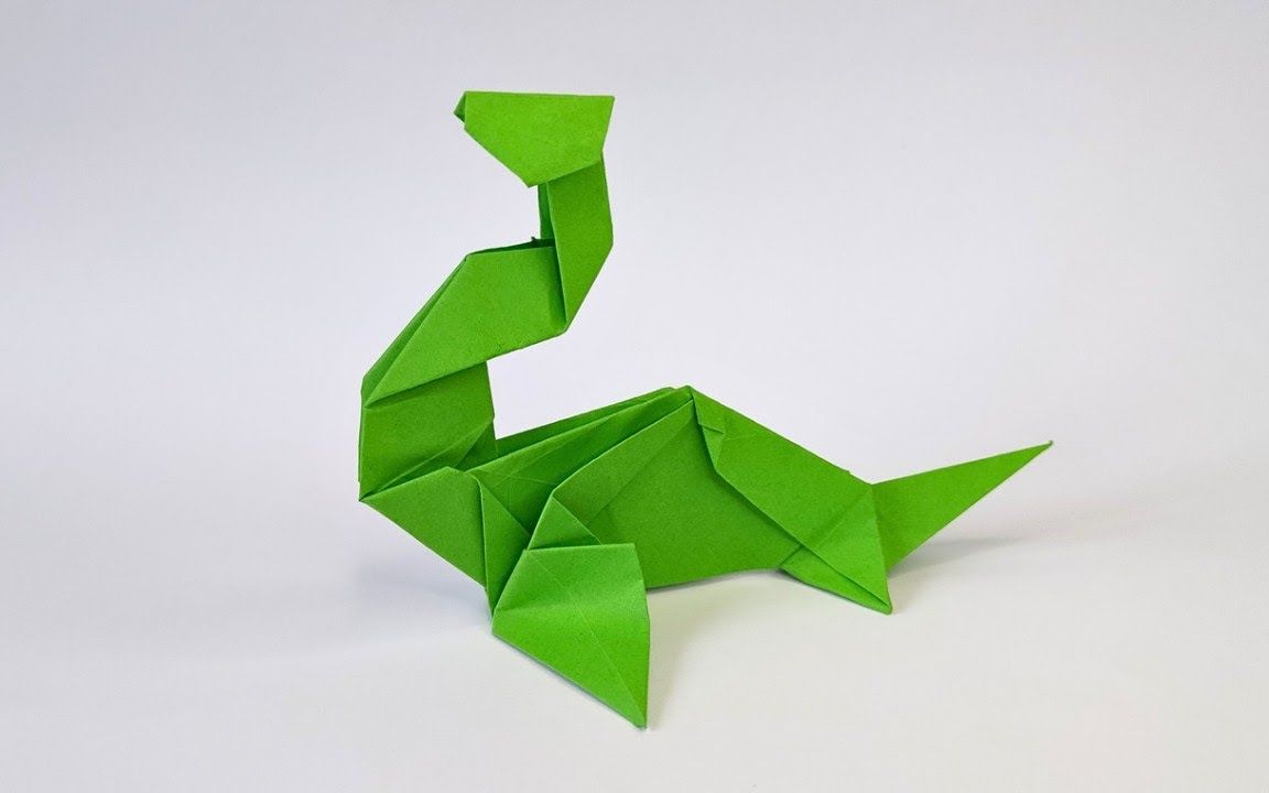 【origami library】薄片龙折纸制作教程 origami elasmosaurus
