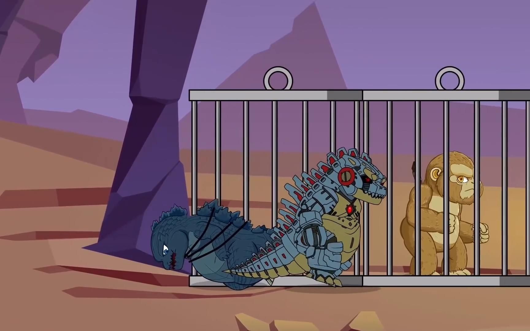 小金刚和小恐龙在野外吃零食不小心被机械恶龙给抓起来了!