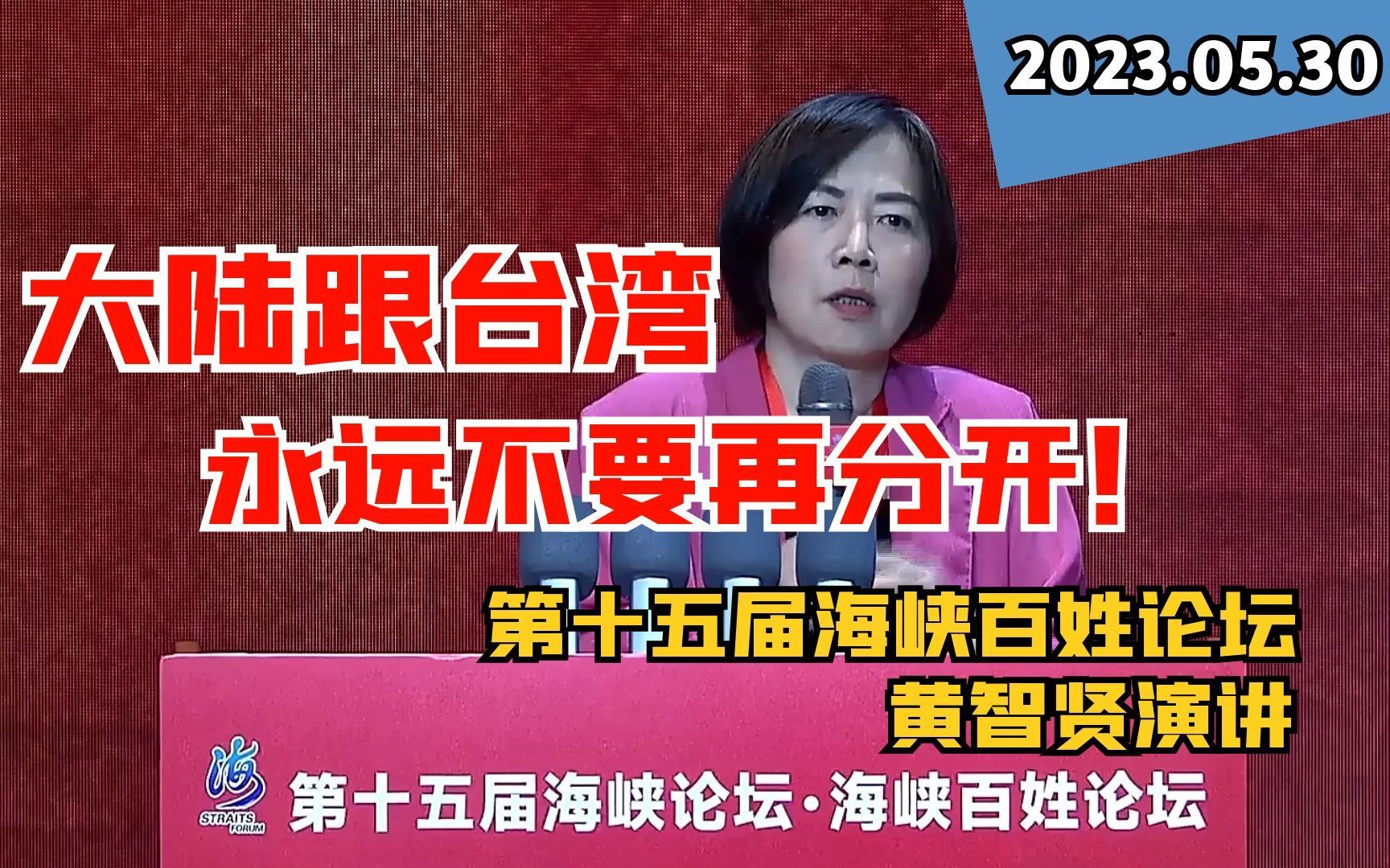 大陆跟台湾永远不要再分开! 第十五届海峡百姓论坛 黄智贤演讲(演讲日期 2023.05.30)哔哩哔哩bilibili