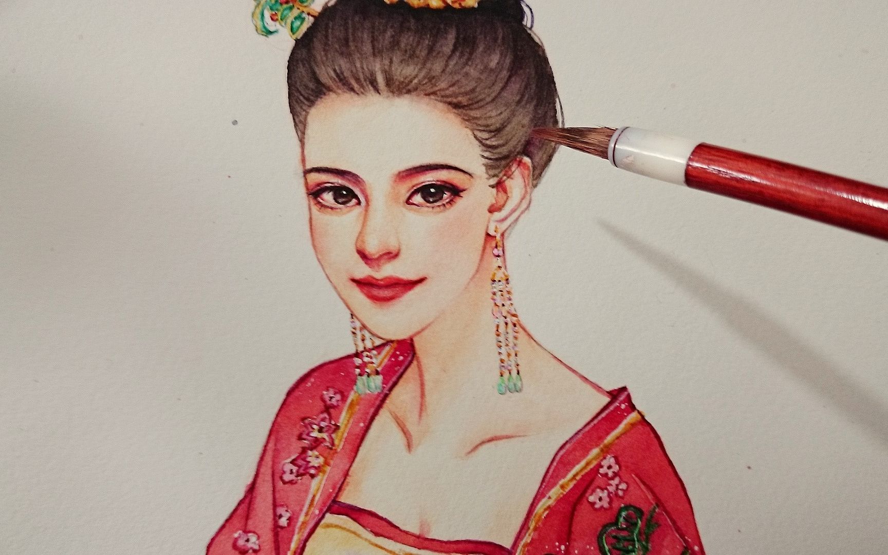 【水彩】妖猫传杨贵妃上色过程