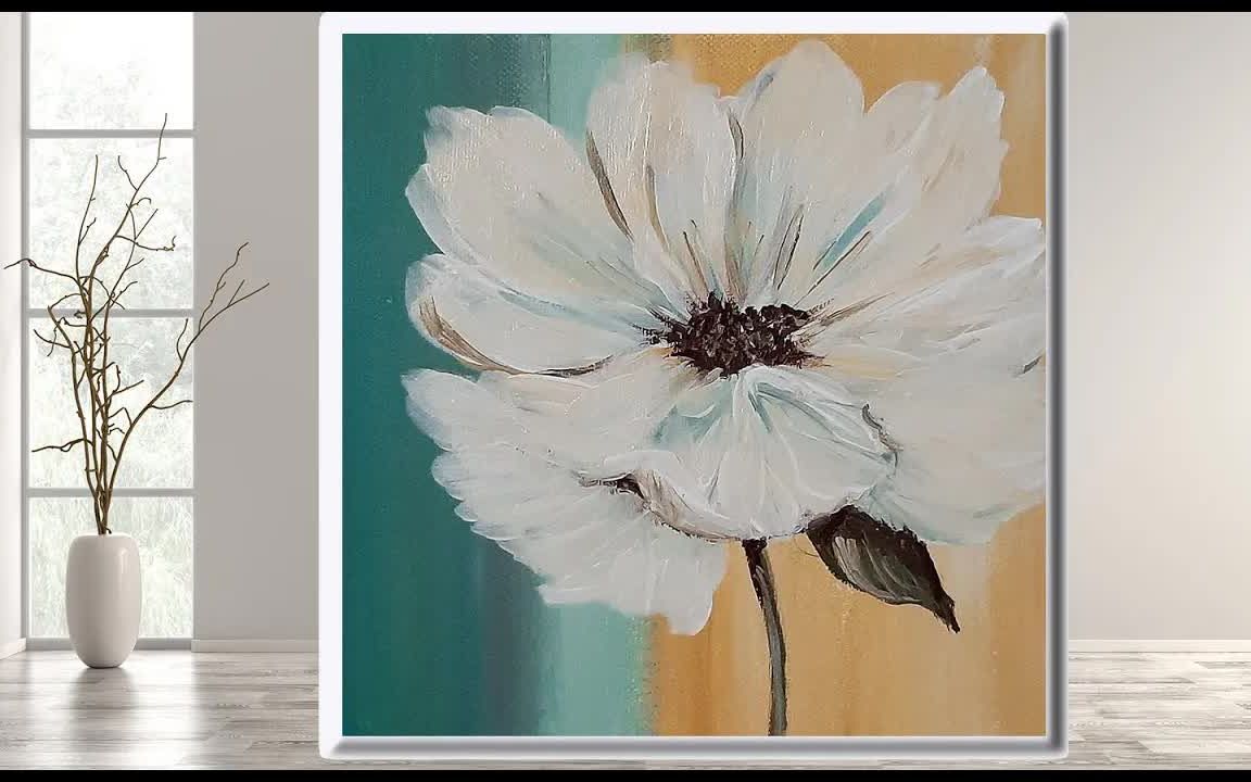 丙烯画绘画教程新手向简单画花的方法easyfloweracrylicpainting