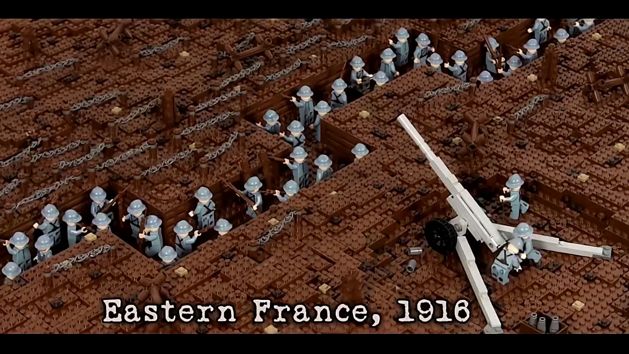 一战德法战斗,炮兵步兵协同进行攻击,法军重炮攻击,乐高积木大电影