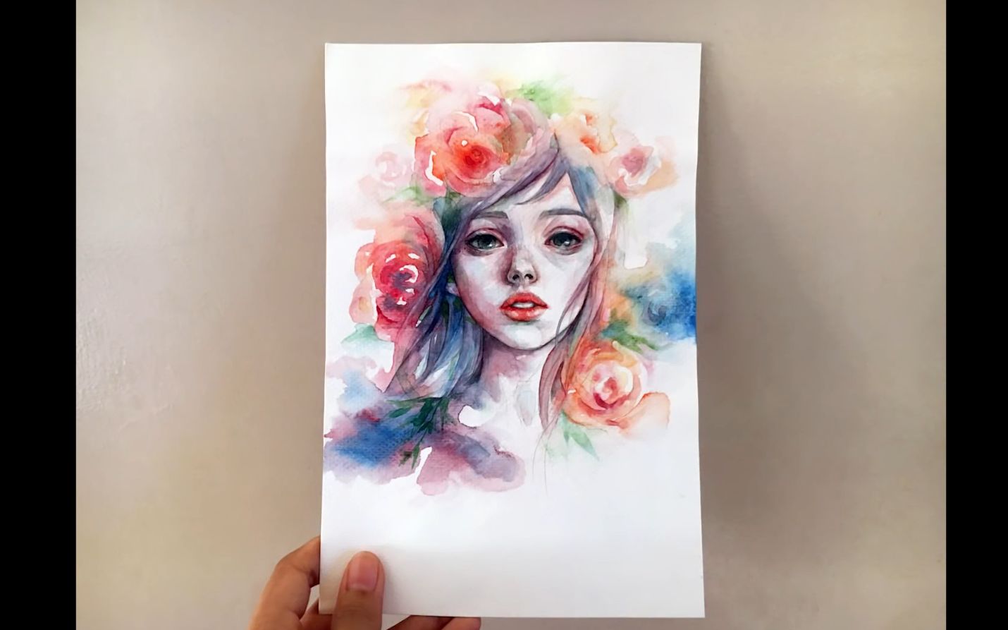 水彩水彩画美女