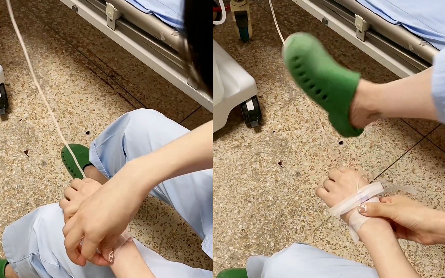 护士输液表演拔针绝活,一脚蹬掉针头惊呆网友:学医的都这么狠?
