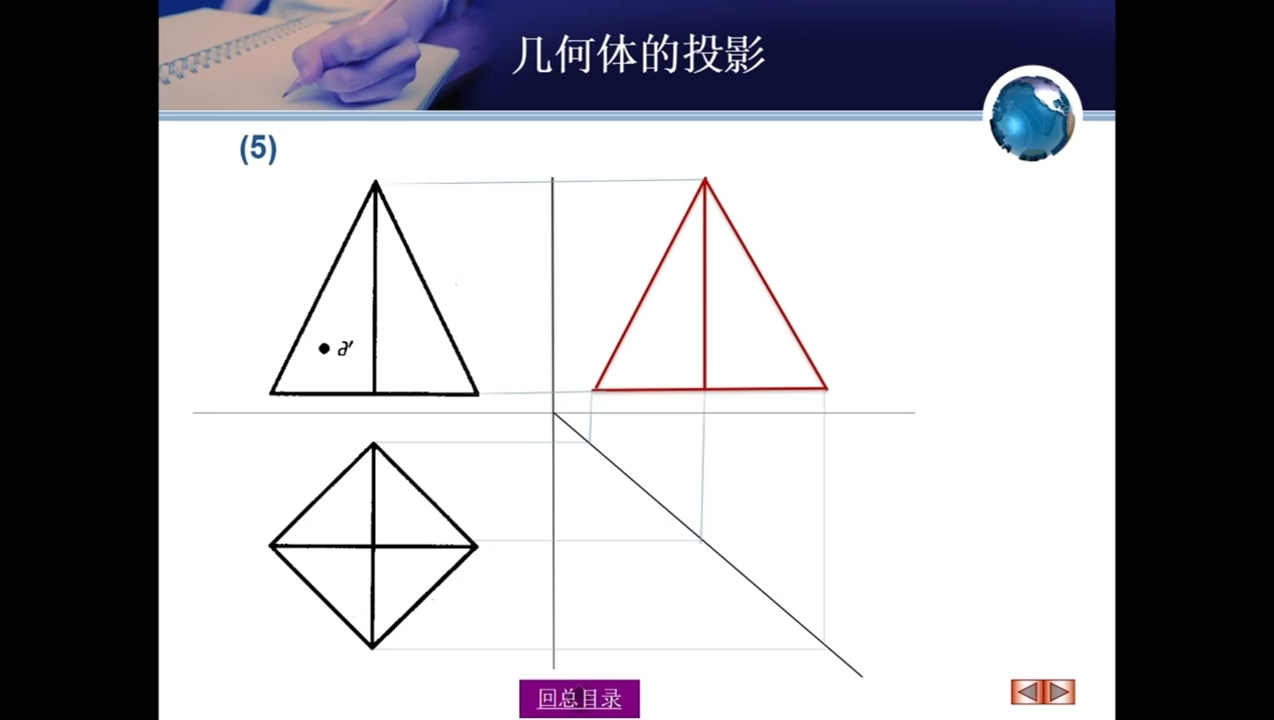 四棱锥切割体的三视图图片