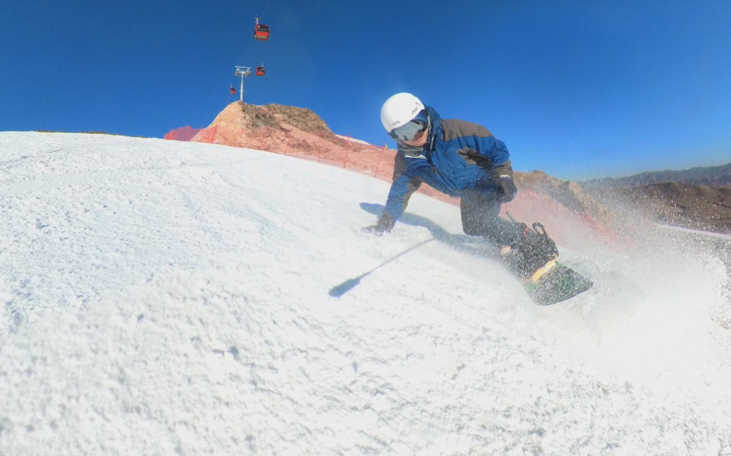 马鬃山滑雪场b6蓝道一镜到底