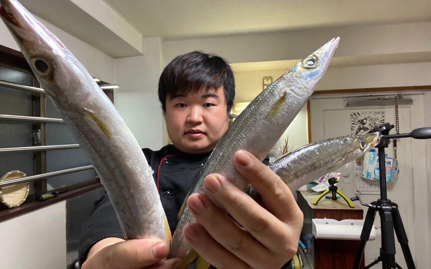 梭子鱼生鱼片盐烤梭子鱼料理长海亮原创视频