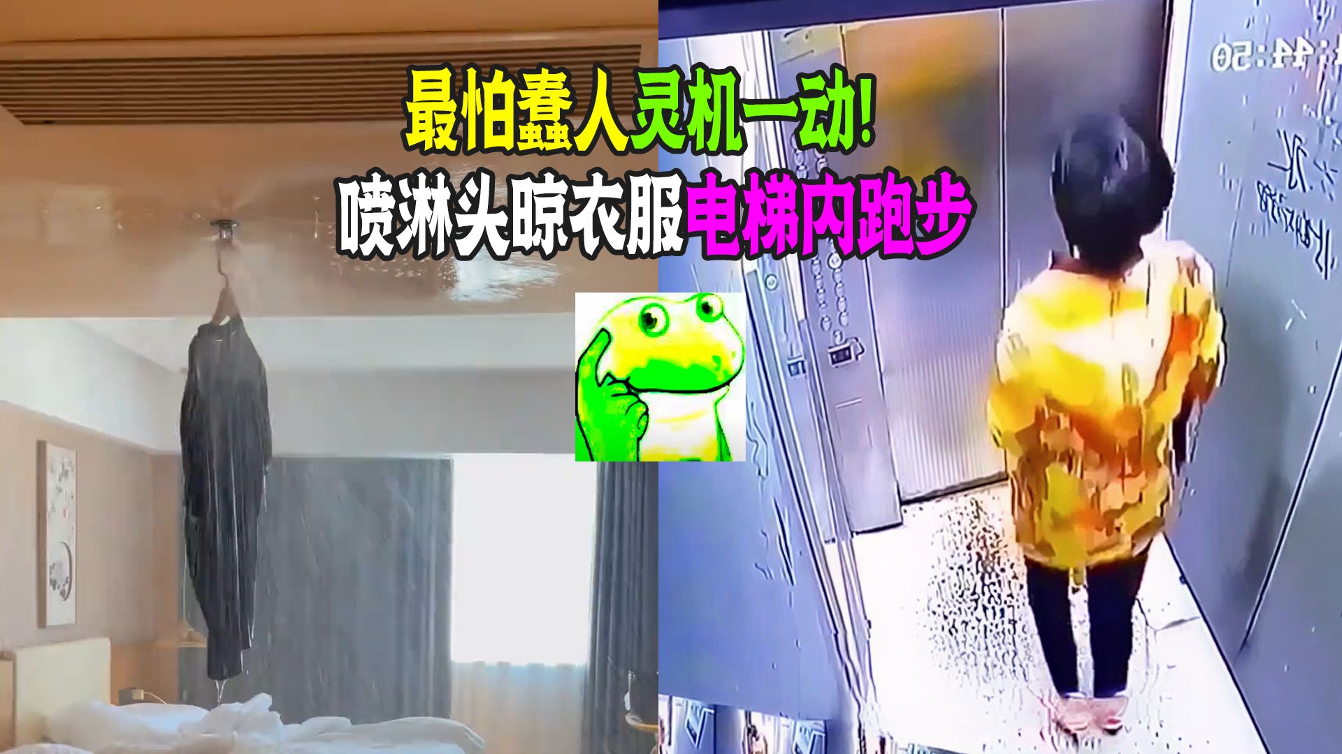 最怕蠢人灵机一动！喷淋头晾衣服！占警车合影！电梯内原地跑步！